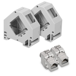 Set 2 Mufe CAT6A de 10 Gbit pentru cabluri Ethernet RJ45, Kwmobile, Gri, Metal, 47696.02 - Img 1