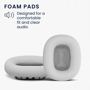 Set 2 Perne de urechi pentru casti Apple AirPods Max, Kwmobile, Gri, Piele ecologica, 55895.35 - Img 4