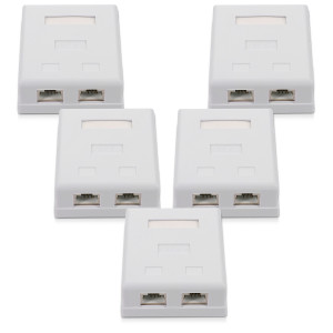 Set 5 Prize duble de RJ45 retea pentru cablu Ethernet CAT6A, Kwmobile, Alb, Metal, 50059.02.01 - Img 2