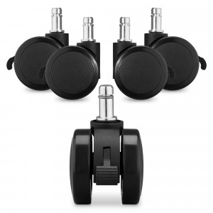 Set 5 Roti pentru scaun de birou tija 10 mm, Kwmobile, Negru, Nylon, 55601.02 - Img 1