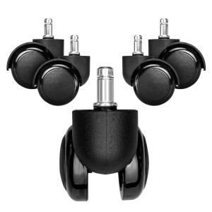 Set 5 Roti pentru scaun de birou tija 10 mm, Kwmobile, Negru, Plastic, 48041.01 - Img 1