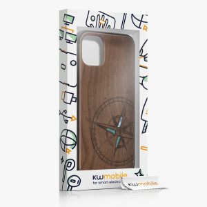 Husa kwmobile pentru Apple iPhone 11, Lemn, Maro/Albastru, 49799.15 - Img 5