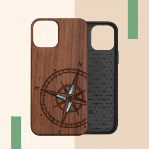 Husa kwmobile pentru Apple iPhone 12/iPhone 12 Pro, Lemn, Maro/Albastru, 52734.16 - Img 5