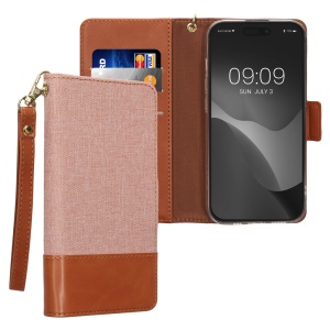 Husa Kwmobile pentru Apple iPhone 15 Pro, Roz deschis/Maro, Textil/Silicon, KWM000022RL001C - Img 1
