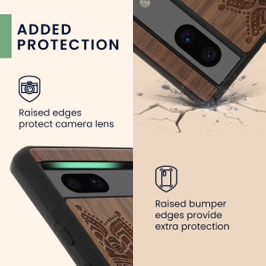 Husa Kwmobile pentru Google Pixel 7a, Maro, Lemn/Silicon, 61603.01 - Img 4