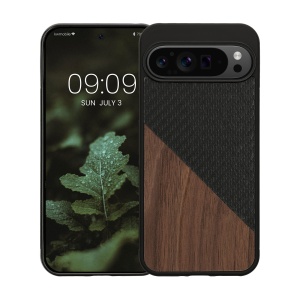 Husa Kwmobile pentru Google Pixel 9 Pro XL, Maro/Negru, Lemn/Silicon, KWM000020QS001C - Img 2