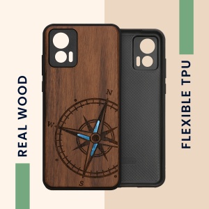 Husa Kwmobile pentru Motorola Edge 30 Neo, Maro/Albastru, Lemn, KWM000018RR002C - Img 4