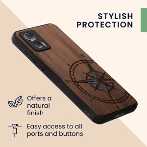 Husa Kwmobile pentru Motorola Edge 30 Neo, Maro/Albastru, Lemn, KWM000018RR002C - Img 6