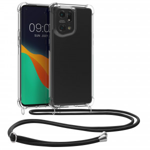 Husa Kwmobile pentru OPPO Find X5 Pro, Silicon, Transparent/Negru, 59320.01 - Img 1