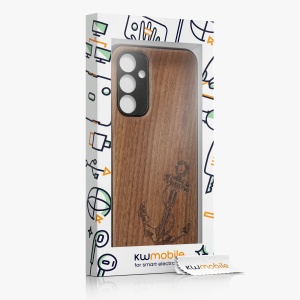 Husa Kwmobile pentru Samsung Galaxy A54 5G, Maro, Lemn/Silicon, 60799.05 - Img 7