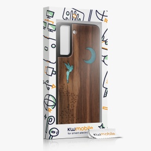 Husa Kwmobile pentru Samsung Galaxy S21 FE, Maro/Multicolor, Lemn/Silicon, 56172.07 - Img 7