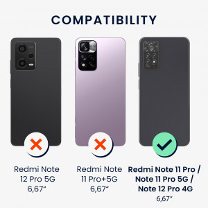 Husa Kwmobile pentru Xiaomi Redmi Note 11 Pro 5G/Redmi Note 12 Pro, Maro/Negru, Lemn/Silicon, 57381.15 - Img 3