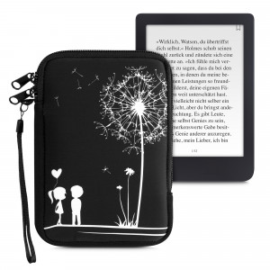 Husa universala pentru eBook Reader de 6 inch, Kwmobile, Negru/Alb, Textil, 50335.06 - Img 1
