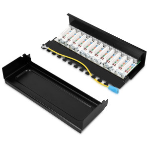 Patch Panel Cat6 cu 12 porturi RJ45 si montare pe perete, Kwmobile, Negru, Metal, 44493.02 - Img 5