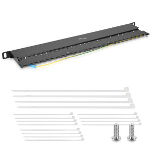 Patch Panel Cat6 cu 24 porturi RJ45 si montare in rack, Kwmobile, Negru, Metal, 48307.01.01 - Img 4