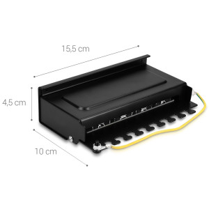 Patch Panel Cat6 cu 8 porturi RJ45 si bara de gestionare a cablurilor, Kwmobile, Negru, Plastic, 42950 - Img 3