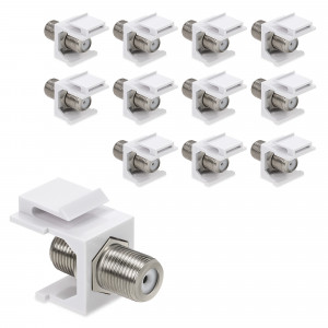 Set 12 Mufe Tip F cu fixare pentru cabluri coaxiale DVB-S/DVB-S2, Kwmobile, Alb/Argintiu, Metal, 51085.02.12 - Img 2