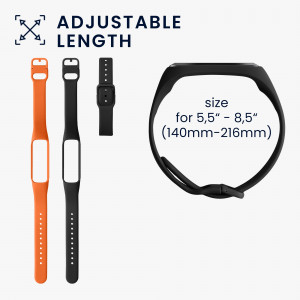 Set 2 curele kwmobile pentru Samsung Galaxy Fit 2, Silicon, Negru/Portocaliu, 53962.18 - Img 6