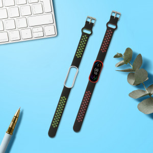 Set 2 curele kwmobile pentru Xiaomi Mi Smart Band 6/Mi Band 6/Band 5, Silicon, Verde/Rosu, 59792.05 - Img 3