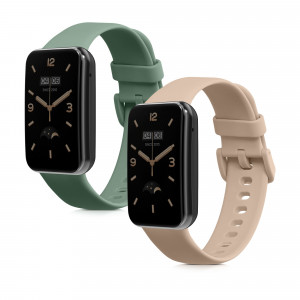 Set 2 Curele pentru Xiaomi Mi Band 7 Pro, Kwmobile, Verde/Roz, Silicon, 59602.03 - Img 2