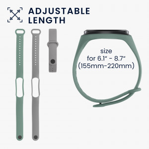 Set 2 Curele pentru Xiaomi Mi Smart Band 6/Mi Band 6/Mi Band 5, Kwmobile, Verde/Gri, Silicon, 57428.07 - Img 7