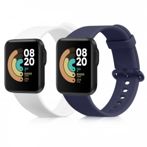 Set 2 curele pentru Xiaomi Mi Watch Lite/Redmi Watch, Kwmobile, Albastru/Alb, Silicon, 54778.07 - Img 1