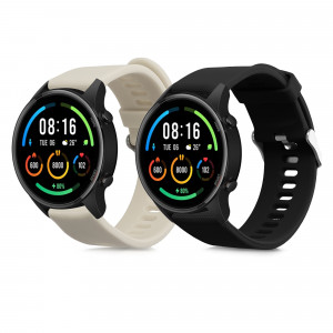 Set 2 curele pentru Xiaomi Mi Watch/Mi Watch Color Sport, Kwmobile, Negru/Bej, Silicon, 58466.02 - Img 1