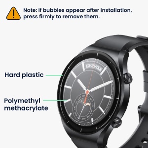 Set 2 Folii de protectie Kwmobile pentru Xiaomi Watch S1, Transparent/Negru, Polimer, KWM000024WU001C - Img 5