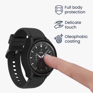Set 2 Huse Kwmobile cu sticla securizata pentru Samsung Galaxy Watch 6, Negru/Transparent, Plastic, KWM000024TD001C - Img 3