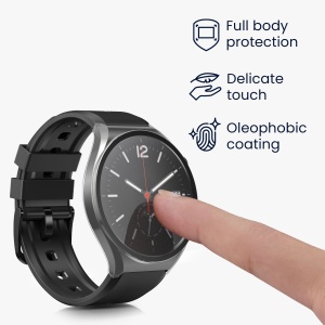 Set 2 Huse Kwmobile cu sticla securizata pentru Xiaomi Watch S1, Transparent/Verde, Plastic, KWM000015ES005C - Img 3