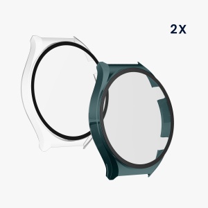 Set 2 Huse Kwmobile cu sticla securizata pentru Xiaomi Watch S1, Transparent/Verde, Plastic, KWM000015ES005C - Img 5