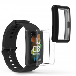 Set 2 Huse pentru Huawei Band 7/Band 6/Honor Band 6, Kwmobile, Negru/Transparent, Silicon, 58915.01 - Img 1