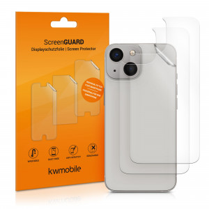 Set 3 Folii de protectie pentru Apple iPhone 13 Mini, kwmobile, Spate, Transparenta, 56417.5 - Img 1