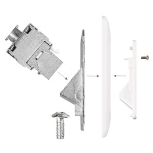 Set 4 Prize duble de retea RJ45 10G cu 8 mufe CAT 6A, Kwmobile, Alb, Metal, 45360.03 - Img 5