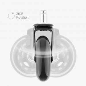 Set 5 Roti pentru scaun de birou tija 11 mm, Kwmobile, Negru, Poliuretan, 53129.01 - Img 4