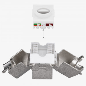 Set 8 Prize duble de retea RJ45 10G cu 16 mufe CAT 6A, Kwmobile, Alb, Metal, 45360.04 - Img 6
