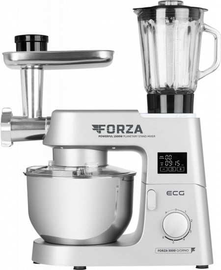 Robot de bucatarie ECG FORZA 5500 Giorno Argento, 1500 W, 6,5 litri, LCD, sistem de amestecare planetar