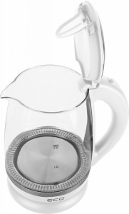 Cana electrica fierbator din sticla ECG RK 2020 alba, 2 L, 2200 W, lumina albastra de fundal - Img 6