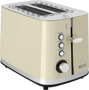 Prajitor de paine ECG ST 2766 Vintage Vanilla, 925 W, 2 felii, 7 niveluri de rumenire, crem - Img 1