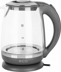 Cana electrica fierbator din sticla ECG RK 2020 gri, 2 L, 2200 W, lumina albastra de fundal - Img 2