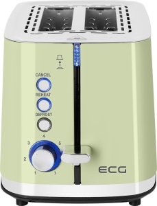 Prajitor de paine ECG ST 2766 Vintage Olive, 925 W, 2 felii, 7 niveluri de rumenire, verde olive - Img 5