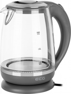 Cana electrica fierbator din sticla ECG RK 2020 gri, 2 L, 2200 W, lumina albastra de fundal - Img 3