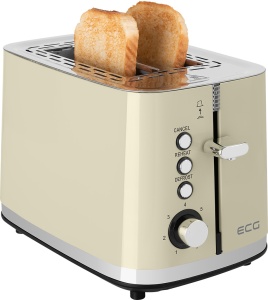 Prajitor de paine ECG ST 2766 Vintage Vanilla, 925 W, 2 felii, 7 niveluri de rumenire, crem - Img 3
