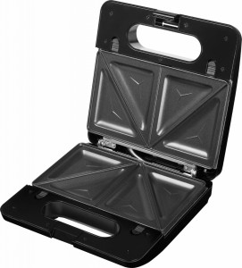 Sandwich-maker ECG S3173 3in1 Triangle, 750W, 3 tipuri de placi detasabile, negru-otel inoxidabil - Img 5
