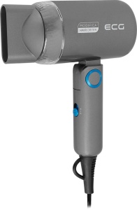 Uscator de par pentru voiaj ECG Grigio Piccolo, 1200 W, 2 viteze, 2 niveluri de temperatura, maner pliabil, gri - Img 1
