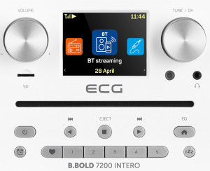 Internet radio ECG B.BOLD 7200 Intero White, FM + DAB, stereo 2 × 10 W, CD audio si MP3,Bluetooth, USB, carcasa lemn, alb - Img 7