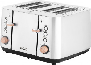 Prajitor de paine ECG ST 4767 Timber, 1850 W, 4 felii, 7 grade de rumenire, otel inoxidabil si elemente din lemn - Img 2