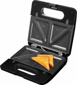 Sandwich-maker ECG S3173 3in1 Triangle, 750W, 3 tipuri de placi detasabile, negru-otel inoxidabil - Img 7