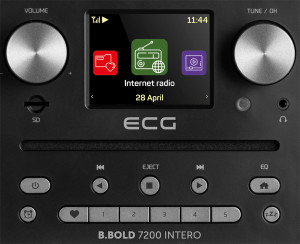 Internet radio ECG B.BOLD 7200 Intero Black, FM + DAB, stereo 2 × 10 W, CD audio si MP3, Bluetooth, USB, carcasa lemn, negru - Img 6
