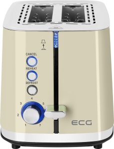 Prajitor de paine ECG ST 2766 Vintage Vanilla, 925 W, 2 felii, 7 niveluri de rumenire, crem - Img 6